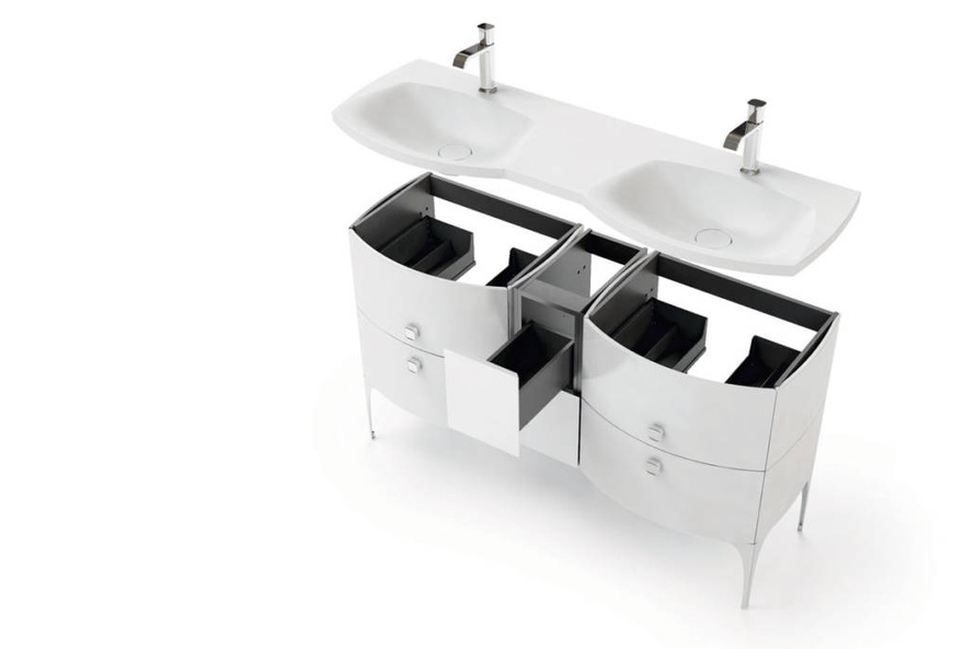 Oristo Umywalka meblowa 144 cm podwójna LOUIS biała